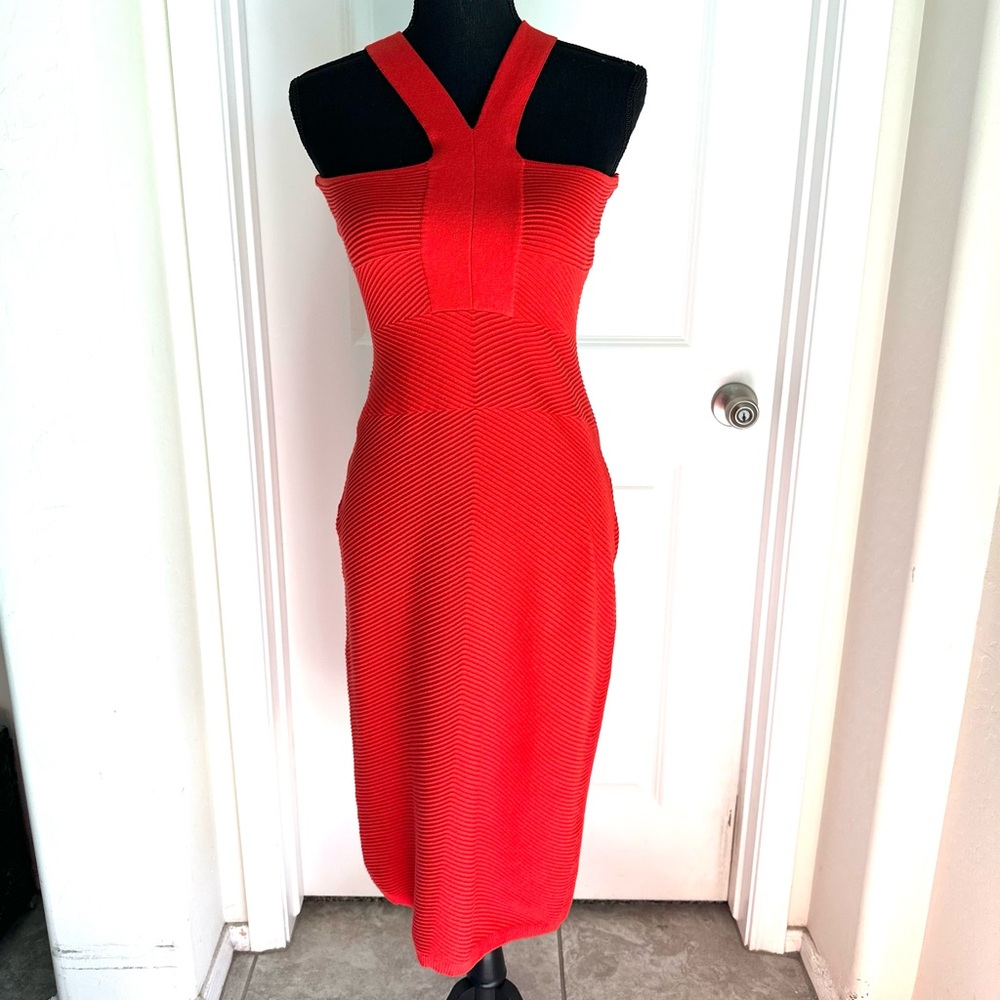 BCBG Red-Orange Bodycon Dress